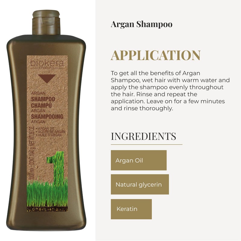 SALERM - Argan Shampoo Biokera Natura - 1000 ml - for Damaged Hair - with Argan and Cotton Oil - Deep Hydration - Gentle and Effective Cleaning - Shiny Hair - Image 4